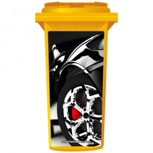 Sports Car With Chrome Wheels Wheelie Bin Sticker Panel